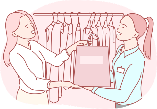 Femme faisant du shopping au magasin  Illustration