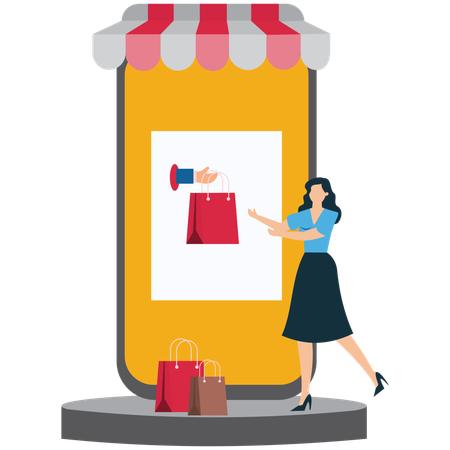 Femme faisant des achats en ligne  Illustration