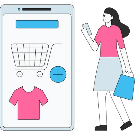 Femme faisant des achats en ligne  Illustration