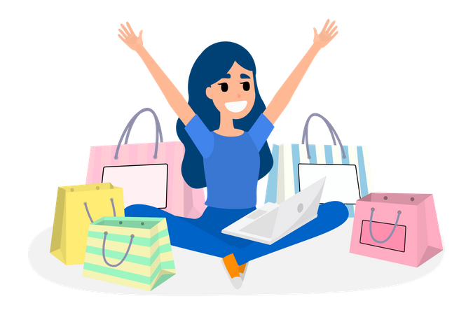 Femme faisant des achats en ligne  Illustration