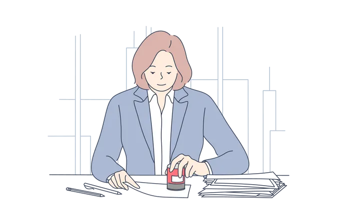 Femme signant un contrat  Illustration