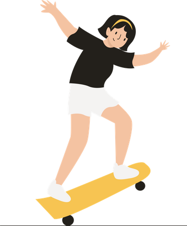 Femme faisant du skateboard  Illustration
