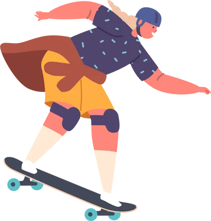 Femme faisant du skateboard  Illustration