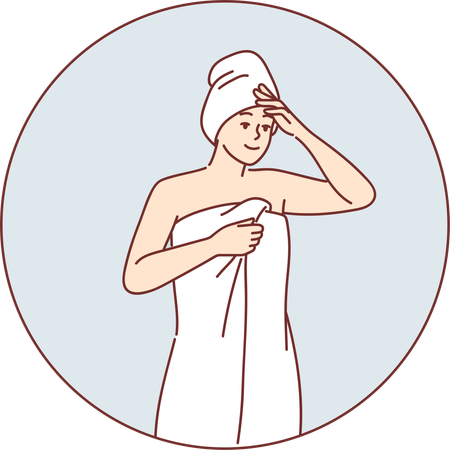 Une femme sort du sauna spa  Illustration