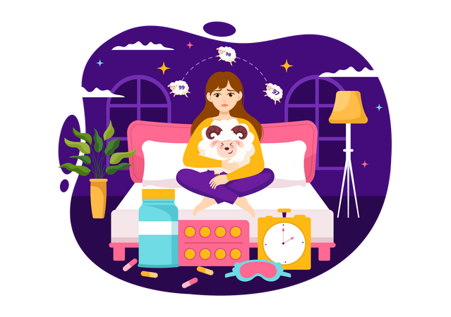 Femme souffrant d'insomnie  Illustration