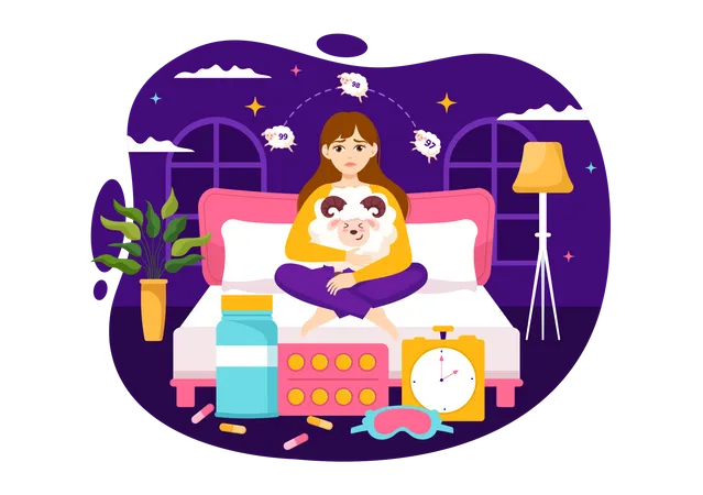 Femme souffrant d'insomnie  Illustration