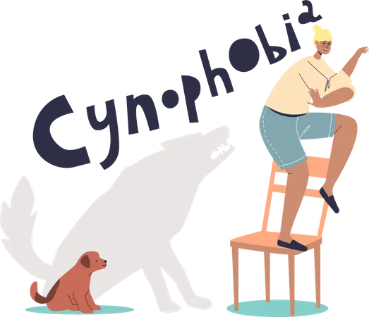 Femme souffrant de cynophobie  Illustration