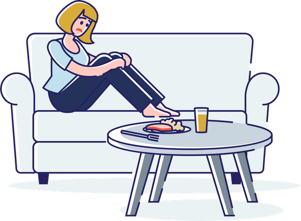 Femme souffrant d'un trouble de l'alimentation  Illustration