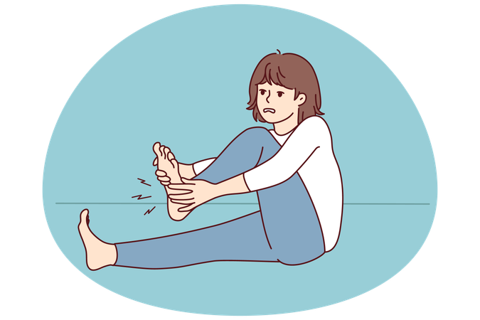 Une femme souffre de crampes aux jambes  Illustration