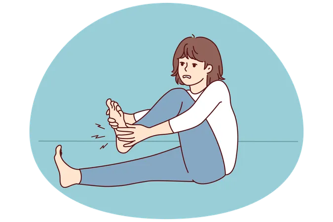 Une femme souffre de crampes aux jambes  Illustration