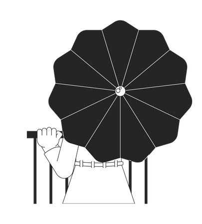 Femme sous parapluie  Illustration