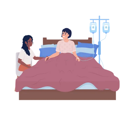 Femme soutenant un ami malade  Illustration