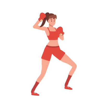 Boxe femme sportive active  Illustration