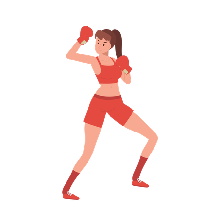 Femme sportive boxant en toute confiance  Illustration