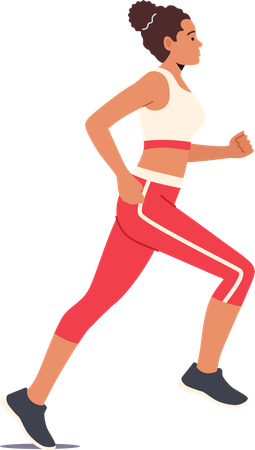 Femme athlétique en tenue de sport courant marathon  Illustration