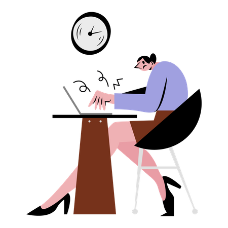 Femme stressée travaillant  Illustration