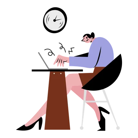 Femme stressée travaillant  Illustration