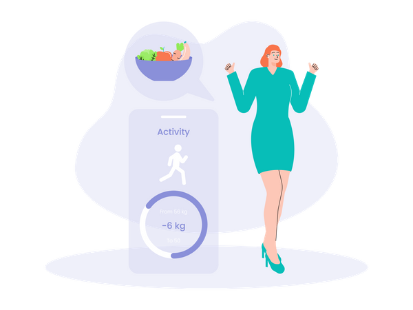 Femme suivant un régime pauvre en glucides  Illustration