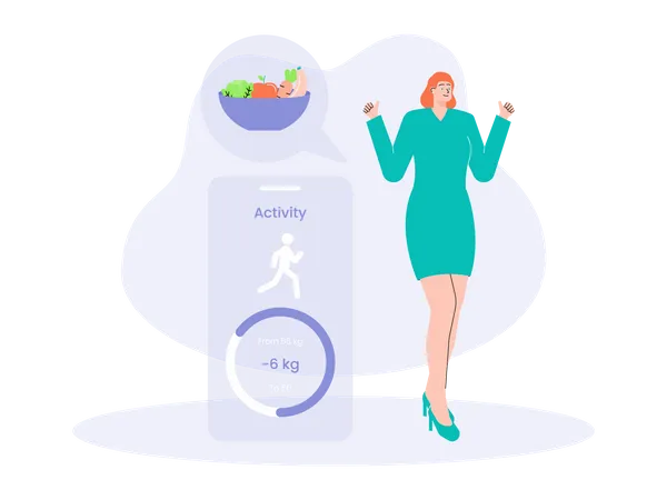 Femme suivant un régime pauvre en glucides  Illustration