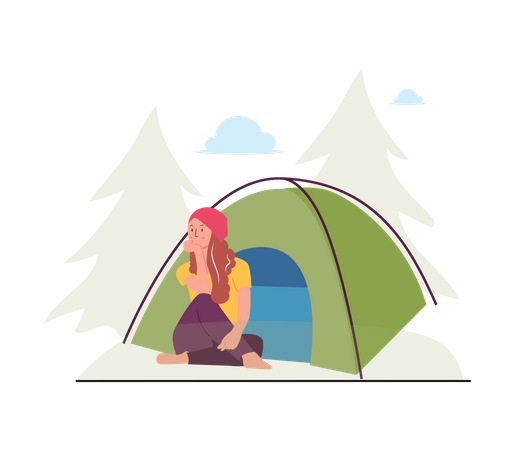 Femme en camping  Illustration