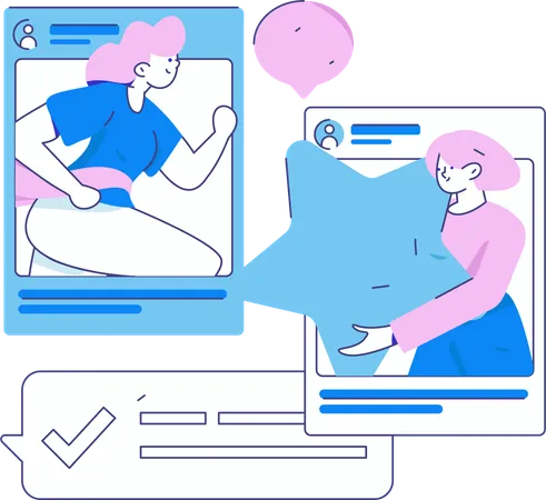 Femme sur les réseaux sociaux  Illustration