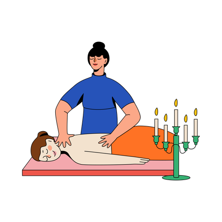 Femme sur un traitement de massage  Illustration