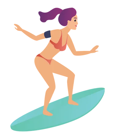 Femme surfant  Illustration