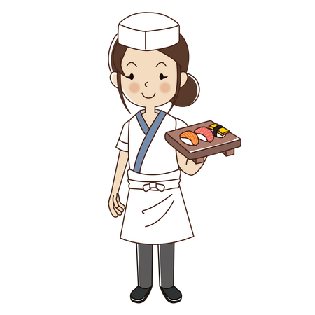 Femme chef sushi  Illustration