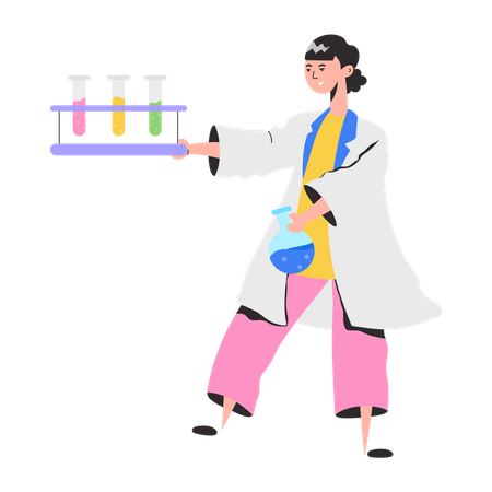 Technicienne de laboratoire féminine effectuant des tests  Illustration