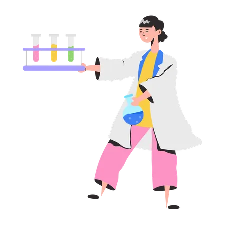 Technicienne de laboratoire féminine effectuant des tests  Illustration