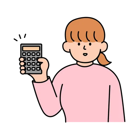 Femme tenant une calculatrice  Illustration