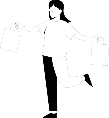 Femme tenant des sacs à provisions  Illustration