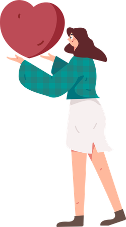 Femme tenant le coeur  Illustration