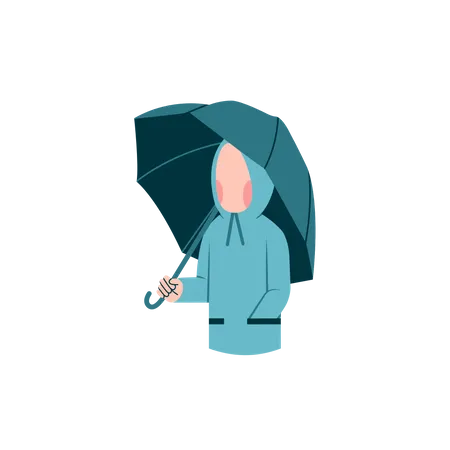 Femme tenant un parapluie  Illustration