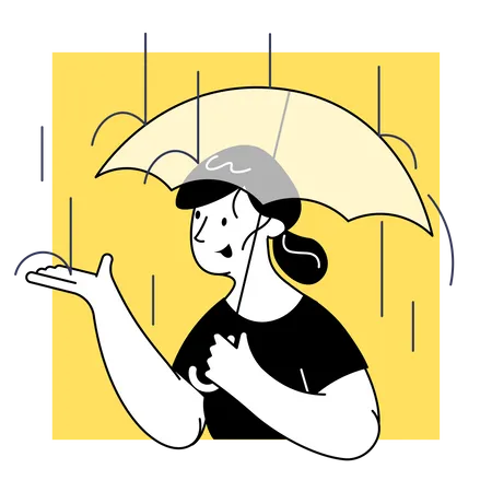 Femme tenant un parapluie  Illustration