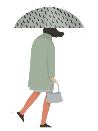 Femme tenant un parapluie  Illustration