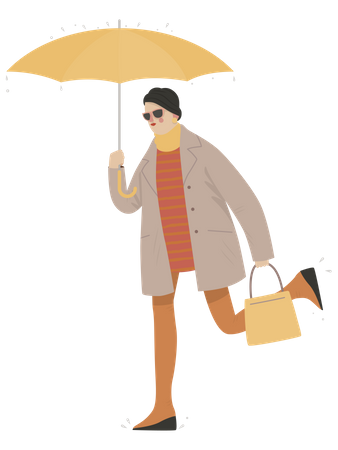 Femme tenant un parapluie  Illustration