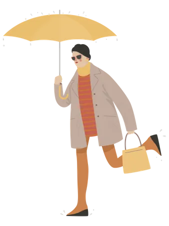 Femme tenant un parapluie  Illustration