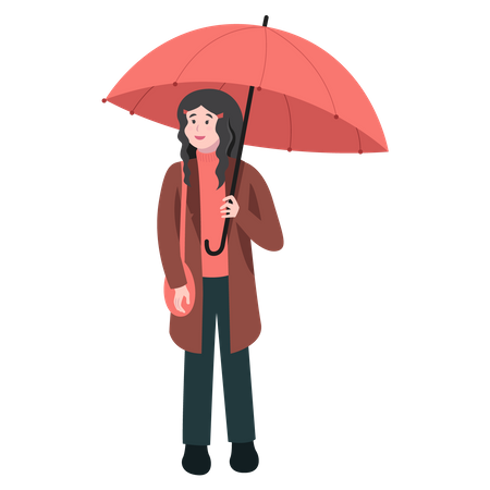 Femme tenant un parapluie  Illustration