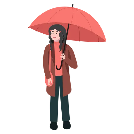 Femme tenant un parapluie  Illustration