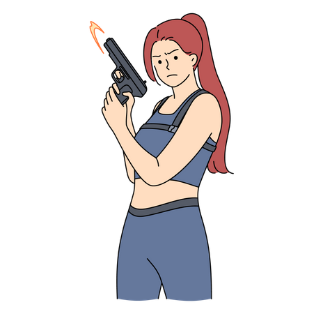 Femme tenant un pistolet  Illustration