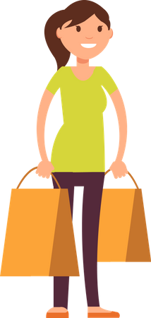 Femme tenant un sac à provisions  Illustration