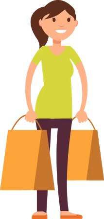 Femme tenant un sac à provisions  Illustration