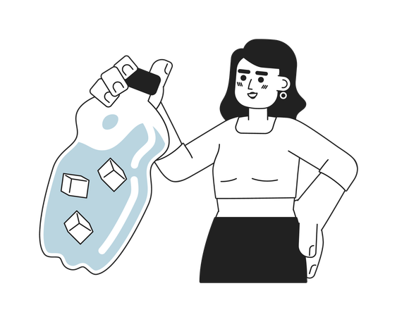 Femme tenant une bouteille d'eau  Illustration