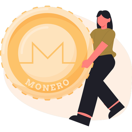 Femme tenant une pièce de monnaie Monero  Illustration