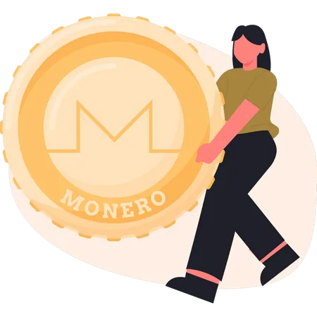 Femme tenant une pièce de monnaie Monero  Illustration