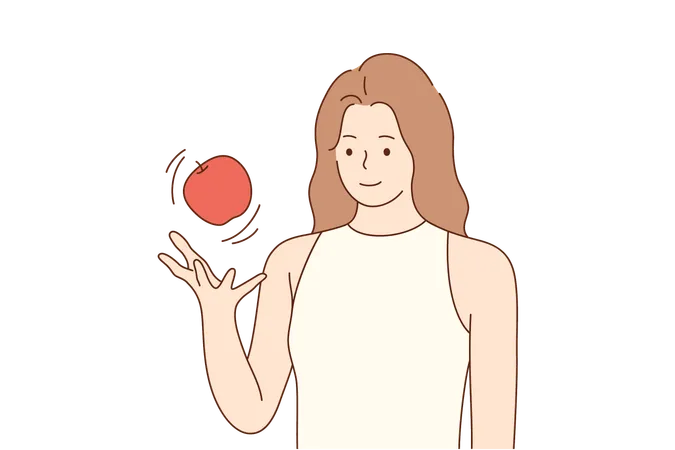 Femme tenant une pomme  Illustration