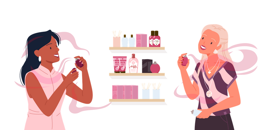 Femme testant du parfum  Illustration