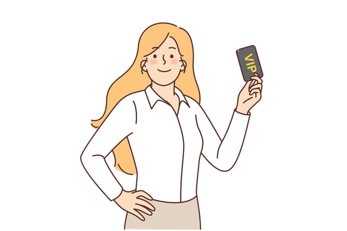 Femme tient une carte VIP  Illustration