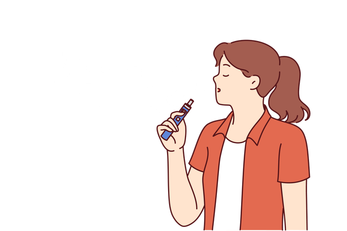 La femme tient la cigarette électronique  Illustration